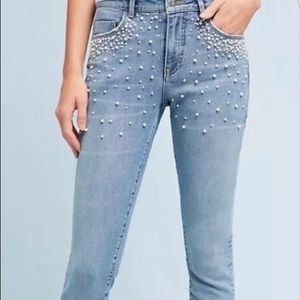 Pilcro Script high-rise pearl skinny jeans